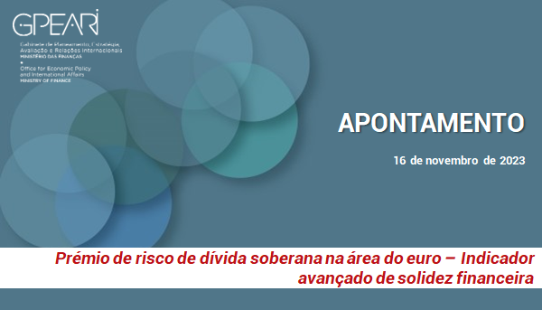 Lado esquerdo: Logo do GPEARI e vários círculos sobrepostos em tons de azul. Lado direito: Apontamento e a data: 16 de novembro 2023. Em abaixo contém o título da publicação.
