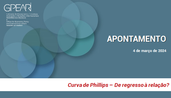 Lado esquerdo: Logo do GPEARI e vários círculos sobrepostos em tons de azul. Lado direito: Apontamento e a data: 4 de março 2024. Em abaixo contém o título da publicação.