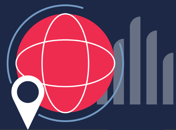 Globo e barras de gráfico.