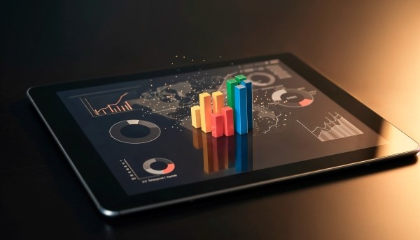 Tablet com gráficos
